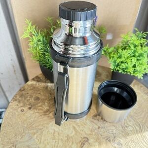Stainless Steel Thermos with Black Accents